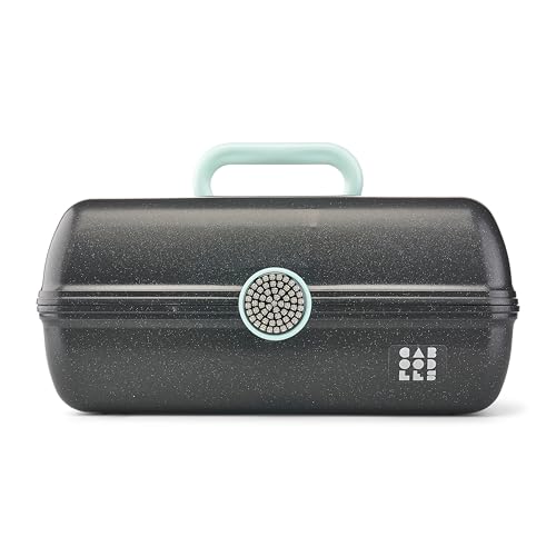Caboodles On-The-Go Girl Makeup Box, Black Sparkle, Show Girl Collection, Hard Plastic Makeup Organizer Box, Built-In Mirror, Secure Latch for Safe Travel, Spacious Storage for Large Items - color: Black Sparkle Show Girl