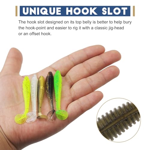 MAFIMOEA50/40/30Pcs Paddle Tail Swim Baits Lures Fishing Soft Plastic Lure Kit for Bass Trout Walleye Crappie 5.5cm 6.5cm 7.5cm - color: Mixed Colors, size: 6.5cm/2.55in-40pcs