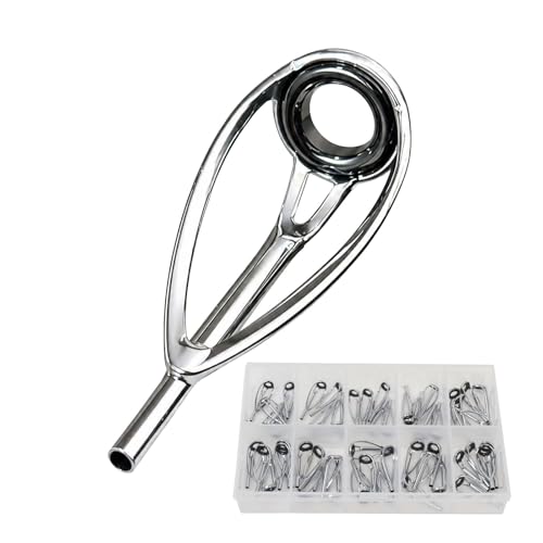 50PCS Fishing Rod/Pole Replacement Stainless Steel Tip Tops Repair Kits for Surf,Spinning, Casting - color: A-MGT 50PCS