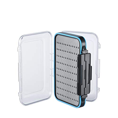 Fly Fishing Box Two-Sided Waterproof Lightweight Fly Box Easy Grip Transparent Lid Fly Fishing Lures Box Multiple Sizes - color: Grey, Black, Transparent, size: Size B (5.9"x 3.8"x 1.77")