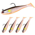 5/6Pcs Easy Catch Pre-Rigged Soft Lures,Baits for Bass Fishing - Jig Heads Soft Plastic Walleye Lures, Fishing Bait for Saltwater & Freshwater - color: 3.5",0.42oz,Orange