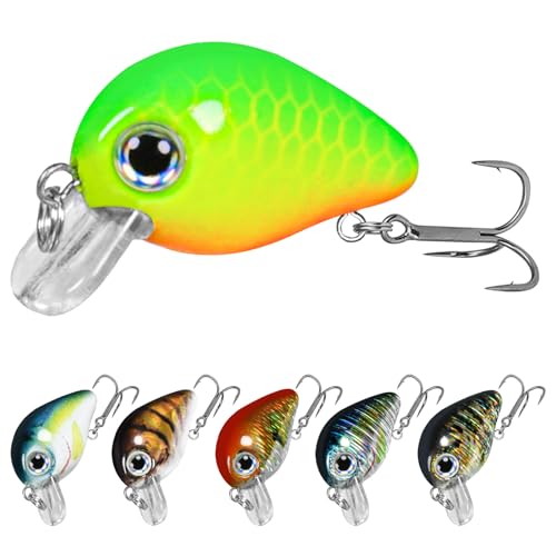 TRUSCEND Shallow or Deep Diving Crankbait with BKK Hooks, Wobble Fishing Lures for Bass Trout Crappie Walleye, Sinking Lipless Vibe Crank Bait for Bass Pike, Amazing Swimbait for Family Fishing - color: A4-1"-0.05oz