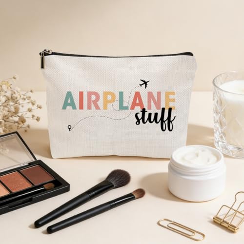 JIUWEIHU Humor Pilot Gifts Makeup Bag Aviation Gifts Flight Cosmetic Bags, Attendant Gift Flight Attendant Accessories Essentials Funny Christmas Birthday Gift for Women Airplane Lover - color: Multicolor 0073