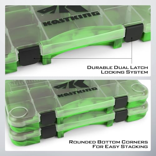 KastKing Tackle Boxes, Plastic Box, Plastic Storage Organizer Box with Removable Dividers - Fishing Tackle Storage - Box Organizer - 2 Packs /4 Packs Tackle Trays - Parts Box - color: Green Camouflage, size: 3700(4Pack)
