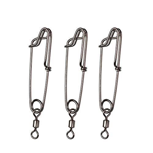5pcs Longline Fishing Snap Clips Stainless Steel Floatline Tuna Clips with Rolling Swivel 5 Sizes - size: 2.4 inch(200LB)-5PCS