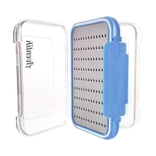 Aventik Waterproof Clear Fly Box Double Sides Floating Lightweight Fly Fishing Case Large Capacity Grip Foam Nymph Wet Dry Flies Lure Box(H18 Blue, SIZE B:6.08X4X1.6inch) - color: Blue, size: SIZE B:6.08X4X1.6inch