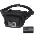 Tactical Fanny Pack, Military Waist Bag Hip Belt Bumbag Utility Bags for Outdoor Hiking Climbing Fishing with U.S Patch (Black) - color: 1 Pack Black