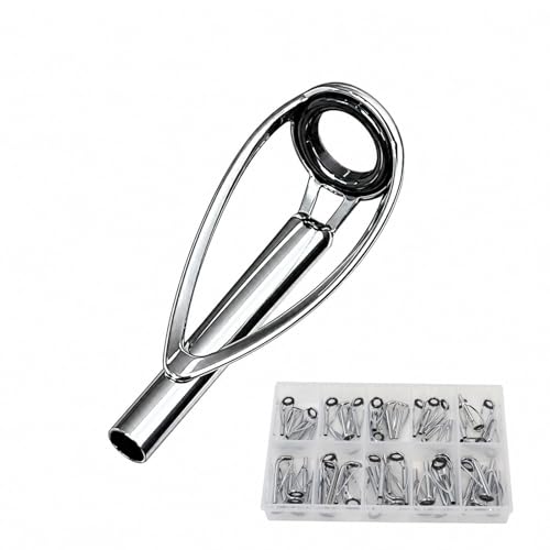 50PCS Fishing Rod/Pole Replacement Stainless Steel Tip Tops Repair Kits for Surf,Spinning, Casting - color: B-MGT 50PCS