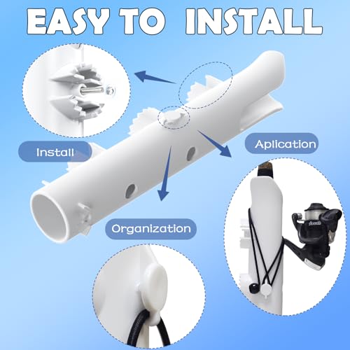 Aventik Tube Fishing Rod Holder Bracket Wall Mounted Boat Side Mount Tool Holder Tube Links with Screws 1/2/3/4/6 Pole Tube Fishing Rod Holders - color: 1-Pole White