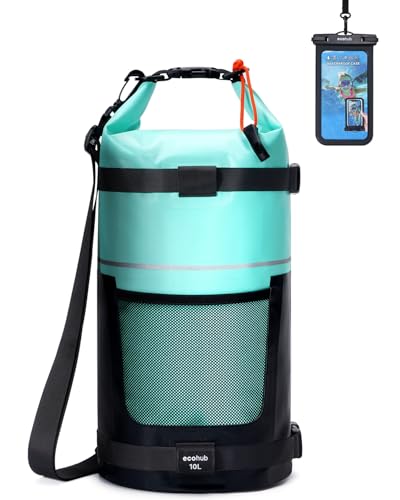 ECOHUB Waterproof Dry Bag for Women Men, 5L/10L/20L Roll Top Lightweight Dry Storage Bag Backpack for Travel Kayaking Hiking Floating with Waterproof Phone Case,Green - color: Green, size: 10L