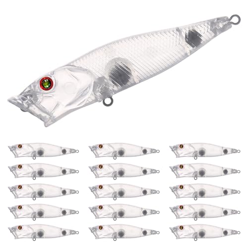 20pcs/25pcs Fishing Blanks Lures Kit Fishing Topwater Unpainted Swimbait Unpainted Crankbaits Hard Baits DIY Lure for Bass Salmon Trout Saltwater and Freshwater - color: 25PCS 3.54″/0.38oz