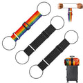 3PCS Multi Use Strong Adjustable Luggage Connector Straps, Add a Bag Easy to Travel Suitcase Elastic Strap Belt for Secure Stacking, Hands-Free Travel & Bag Attachment (Black & Rainbow) - color: 2black +1colorful