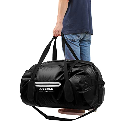 Buffalo Gear Waterproof Duffle Bag 40L 60L 80L Roll-top Dry Bag Heavy Duty Waterproof Duffel Travel Bag for Kayaking Rafting Boating Fishing Camping - color: Black, size: 80L