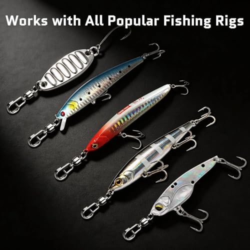 FishTrip Fishing Ball Bearing Swivel with Oval Split Rings, 25/50 Pack High Strength Stainless Steel Fishing Swivels & Snaps Quick Change Snap Swivels Fishing Tackle Split Rings Saltwater Freshwater - size: 7#_165lbs