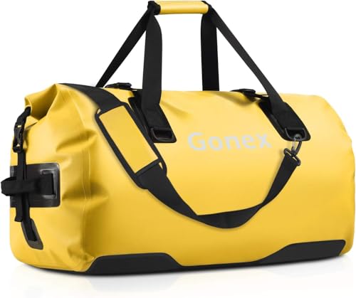 Gonex 40L 60L 80L Extra Large Waterproof Duffle Travel Dry Duffel Bag Heavy Duty Bag with Durable Straps & Handles for Kayaking Paddleboarding Boating Rafting Fishing - color: Yellow, size: 80L