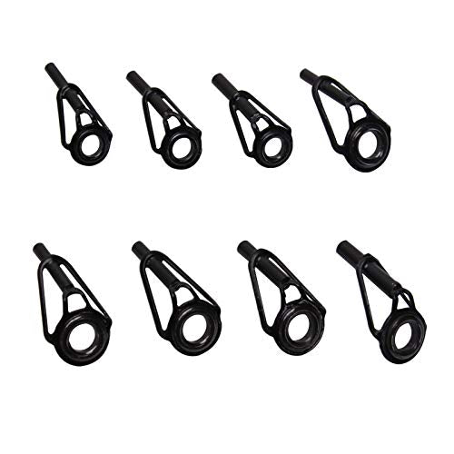 8pcs Fishing Rod Tip Repair Kit Rod Top Tips Replacement Fishing Rod Tips Stainless Steel Ceramic Ring Guide Tips - color: Black Small Fishing Rod Tips