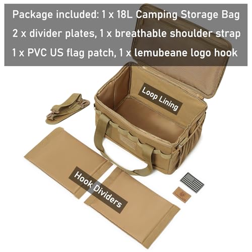 Tactical Camping Storage Bag 18L Tactical Utility Tote Bag Camping Cookware Organizer Trunk Organizer (Khaki) - color: Khaki