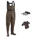 FISHINGSIR Fishing Waders for Men, 2-Ply Nylon/PVC Waterproof Women Chest Wader with Boots, Bootfoot Hunting Waders - color: Brown, size: M05/W07