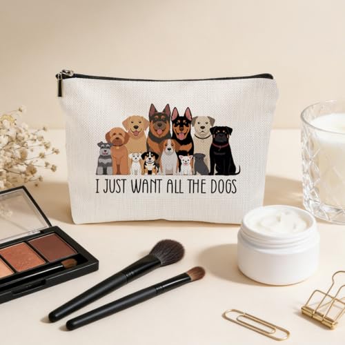 JIUWEIHU Dog Mom Makeup Bag, Dog Gifts Cosmetic Bags Travel Organizer Bag Zipper Pouch, Birthday Gifts for Women Friend Colleague Sister Mom, Dogs Loves Gifts for Women - color: Multicolor 0070