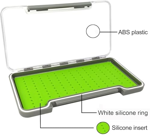 Aventik Silicone Fly Boxes Super Slim Waterproof Best Pocket Sizes Fly Fishing Storage 7.36"X4.02"X0.63"/5.39"X3.74" X0.63'(1pc-g048lb) - style: 1PC-G048LB:7.36"X4.02"X0.63"