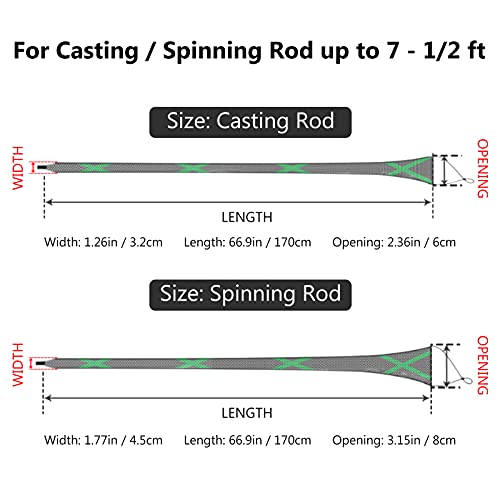 BASSDASH Casting Spinning Fishing Rod Sleeves Protective Rod Socks for Fishing Poles Up to 7-1/2ft - color: Mixed Color - 4pcs, size: For Casting Rod up to 7-1/2 ft