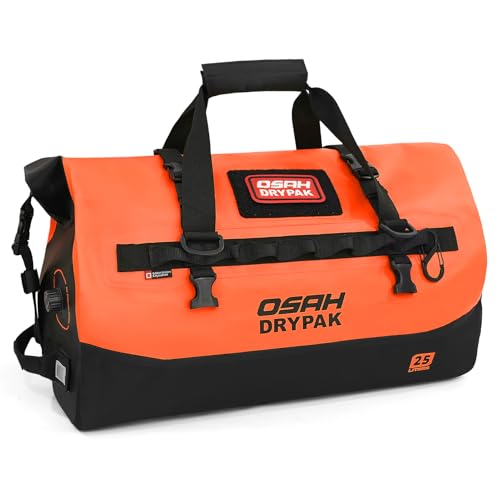 OSAH DRYPAK Waterproof Duffel Bag 25L/40L/60L – Heavy-Duty Motorcycle Tail Bag, Roll-Top Dry Bag for Travel, Camping, Boating, Kayaking, Outdoor Adventure - color: ORANGE, size: 25L