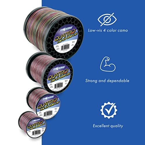 HI-SEAS Quattro Monofilament Fishing Line - Low-vis 4 Color Camo, Strong & Durable Performance Saltwater Main Line - style: 15 Lb Test, 0.40 Mm Dia, 800 Yd