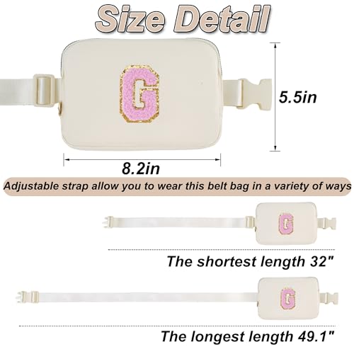 Uygafly Birthday Gifts for 4 5 6 7 8 9 10 11 12 13 Year Old Girl,Gift for Teen Girls Kids Toddler,Personalized Initial Fanny Pack Purse Crossbody Bag Belt Bag Cute Trendy Stuff | Cream,G - color: Cream, style: G