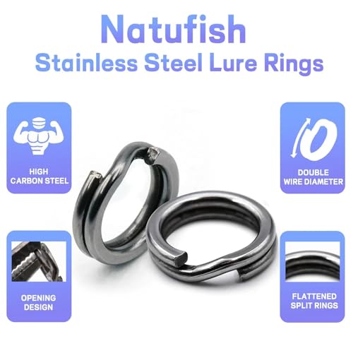 Fishing Split Rings - 50/100Pcs Stainless Steel Lure Ring for Link Fishing Hooks Heavy Duty Saltwater Terminal Tackle Connector - size: 100Pcs_black,3#_61lbs
