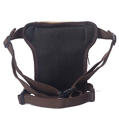 Canvas Waist Pack Drop Leg Bag for Men, Khaki | Tactical, Hiking Travel, Outdoor Climbing, Motorcycle Bike Rider Cycling - color: Khaki