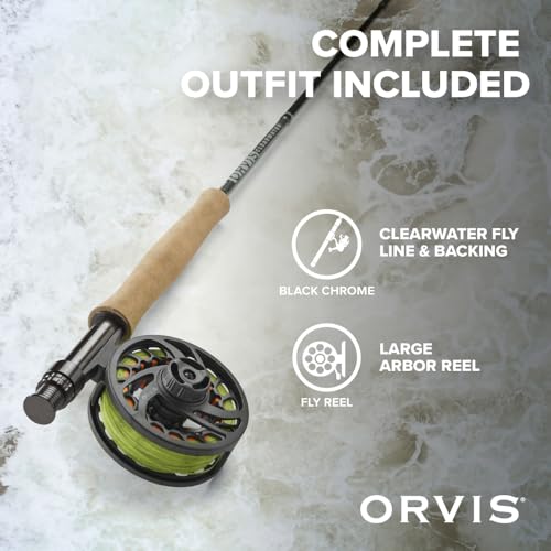 Orvis Clearwater Fly Rod Outfit - Fishing Rod and Reel Combo with Black Chrome Blank, Ceramic Guides, Durable Reel Seat, and Rod Tube - size: 9'0 6Wt 4pc