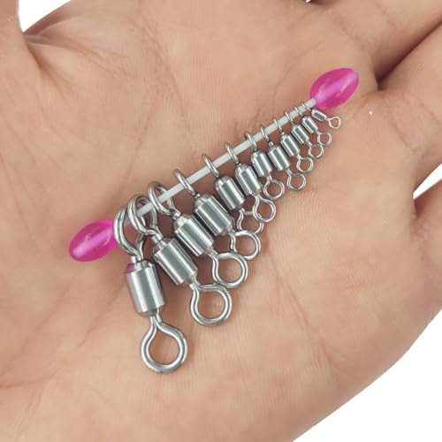 100 Pcs Fishing Swivels Saltwater, 100% 304 Stainless Steel Power Swivel Corrosion Resistance Barrel Swivels High Strength Freshwater Fishing Line Lure Leader Connectors - size: 1# 0.94" / 400LB
