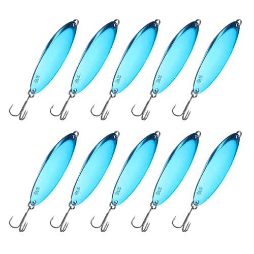 Fishing Spoons Lures, Metal Saltwater Treble Trout Lures Jigging Spoon with Treble Hooks Casting Spinner Baits - color: Blue, size: 21g / 3/4 oz