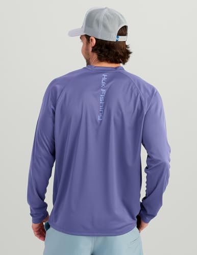 HUK Men's Pursuit Vented Long Sleeve Fishing Shirt (+30 UPF) - color: Skipper Blue, size: Small