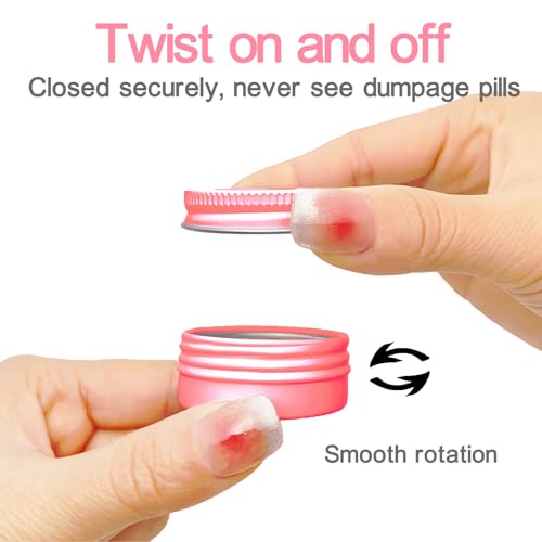 Extra Small Single Pill Box for Purse (3 Pack), Aluminum Screw Top Pill Container, 3 Times a Day Portable Waterproof Single Pill Case for Vitamins, Fish Oils, Supplements (Pink) - color: Pink