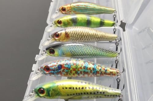 Minnow Crankbait for Bass Fishing Bass Lure Jerkbait Fishing Lures and Tackle Box - color: HM606KB