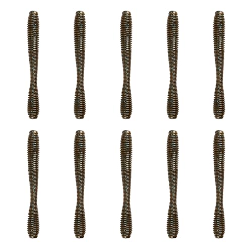 6th Sense – Bounce Worm Bass Fishing Lure Soft Plastic Worm for Wacky Neko Drop Shot Texas Rig - color: Green Pumpkin Blue, size: 3.8in. (10/pk)