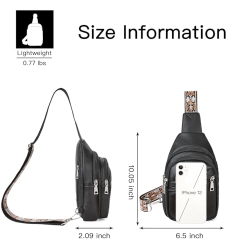 Telena Sling Bag for Women Crossbody Bags Purse for Women Vegan Leather Fanny Pack with Adjustable Strap - color: 1-black