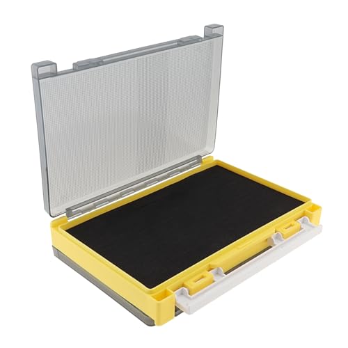 Double Sided Fishing Lure Box Organizer, Fishing Tackle Box Storage Hard Plastic Container Case for Lure Bait Hooks Beads Jewelry Earring - color: Yellow