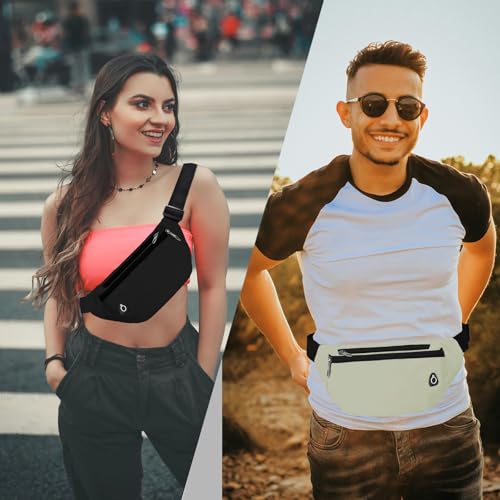 Fanny Pack for Women Men,Crossbody Fanny Pack Water Resistant Sports Waist Bag Pack, Belt Bag for Travel Hiking Running - color: 1pack-beige