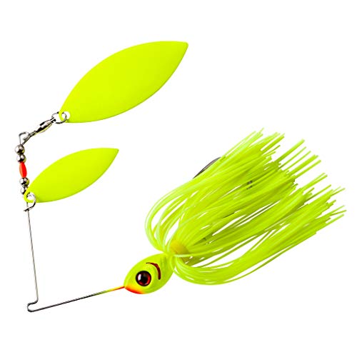 Booyah Glow Blade Spinner-Bait Bass Fishing Lure - color: Chartreuse, style: Double Willow (3/8 Oz)