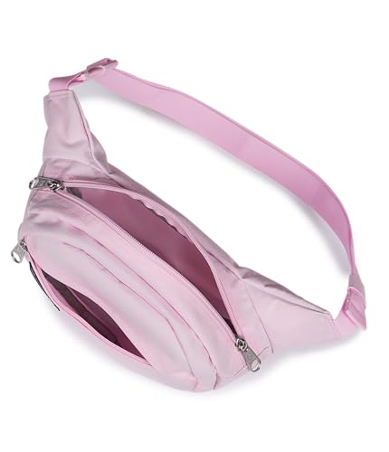 JanSport Fifth Avenue Fanny Pack Crossbody Bags for Women, Men - Stylish, Durable Waist Bag with Adjustable Belt, Main Zippered Pocket, Quick Stash Pocket - Travel Essentials - Black - color: Pink Ice