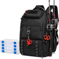Fishing Tackle Backpack, 40L Tackle Bag with 2 Rod Holders & 4 Tackle Boxes, Water-Resistant Large Storage Fishing Gear and Equipment, Fisher Gifts for Men, Black - color: B-Black with 4 Tackle Boxes