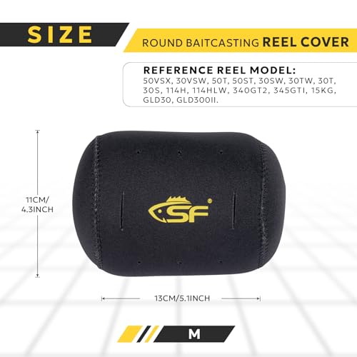 SF Neoprene Conventional Reel Covers Round Reel Case Protective Cover Shield Pouch, XXS/XS/S/M/L/XL/XXL Size, Black - color: Black-3Pcs-M