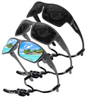 STORYCOAST Polarized Sports Sunglasses for Men Women Unbreakable Frame Cycling Fishing Driving - color: 3pack Black+clear Gray Frame/Gray+clear Gray Frame/Blue