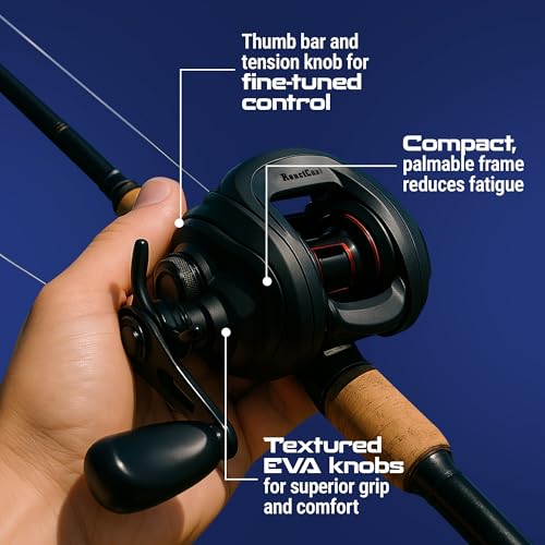 Reaction Tackle ReactCast Baitcasting Reel, 7.3:1 High-Speed Baitcaster with 9+1 Bearings, Aluminum Frame, Dual Brake System and Smooth Drag for Bass Fishing