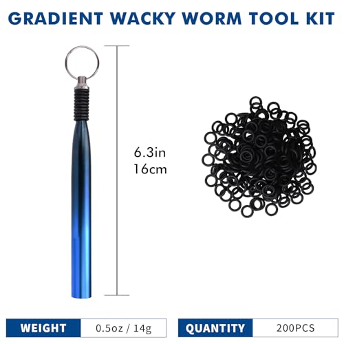 TRUSCEND Gradient Fishing Wacky Rig Tool with Silicone O Rings 210Pcs for 3"-4" and 5"-7" Fishing Worm Lures, Ultra-Smooth Downriggers Tube for Easy Installation and Great Protection of Stick Bait N1 - color: Gradient Blue