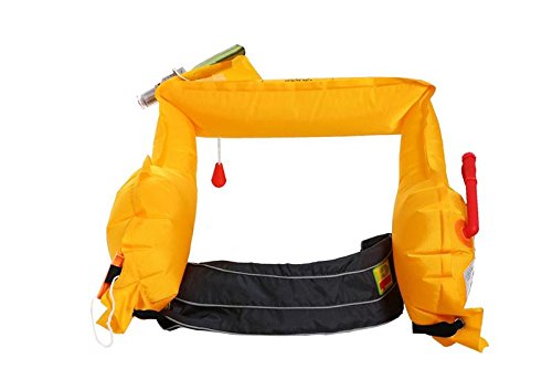 Top Safety Life Belt Pack with Whistle - Auto Inflatable Slim Waist Belt Life Vest Preserver PFD for Boating Fishing Sailing Kayaking Surfing Paddling Rafting Swimming - Adjustable Life Saving Vest - color: Yellow