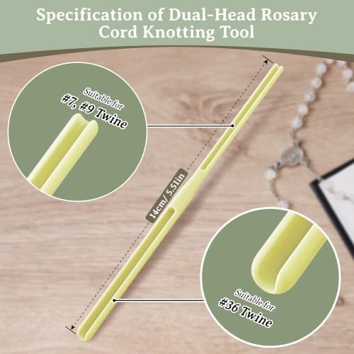 Dunkive 2 Pack Rosary Cord Knotting Tool, #7#9 and #36 Dual Head Twine Knotting Tool, Rosary Making Supplies, Beads Tying Kit, Beading Cord Kit for Jewelry, Fishing Hook, Bracelet(Yellow) - color: Yellow