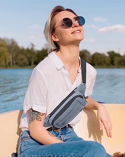 WATERFLY Fanny Pack Waist Bag: Small Hip Pouch Bum Bag Fannie Pack Phanny Fannypack Waistpack Bumbag Beltbag Sport Slim Fashionable for Jogging Hiking Hiker Woman Man - color: Blue